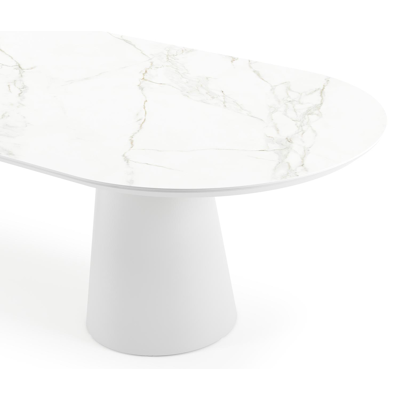 Donato tuintafel in wit aluminium en volkeramiek calacatta - L 300 x B 110 x H 74 cm