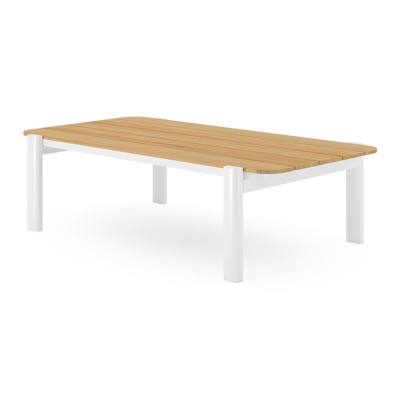 Salamanca loungetafel in wit aluminium en teak - L 120 x B 68 x H 34 cm