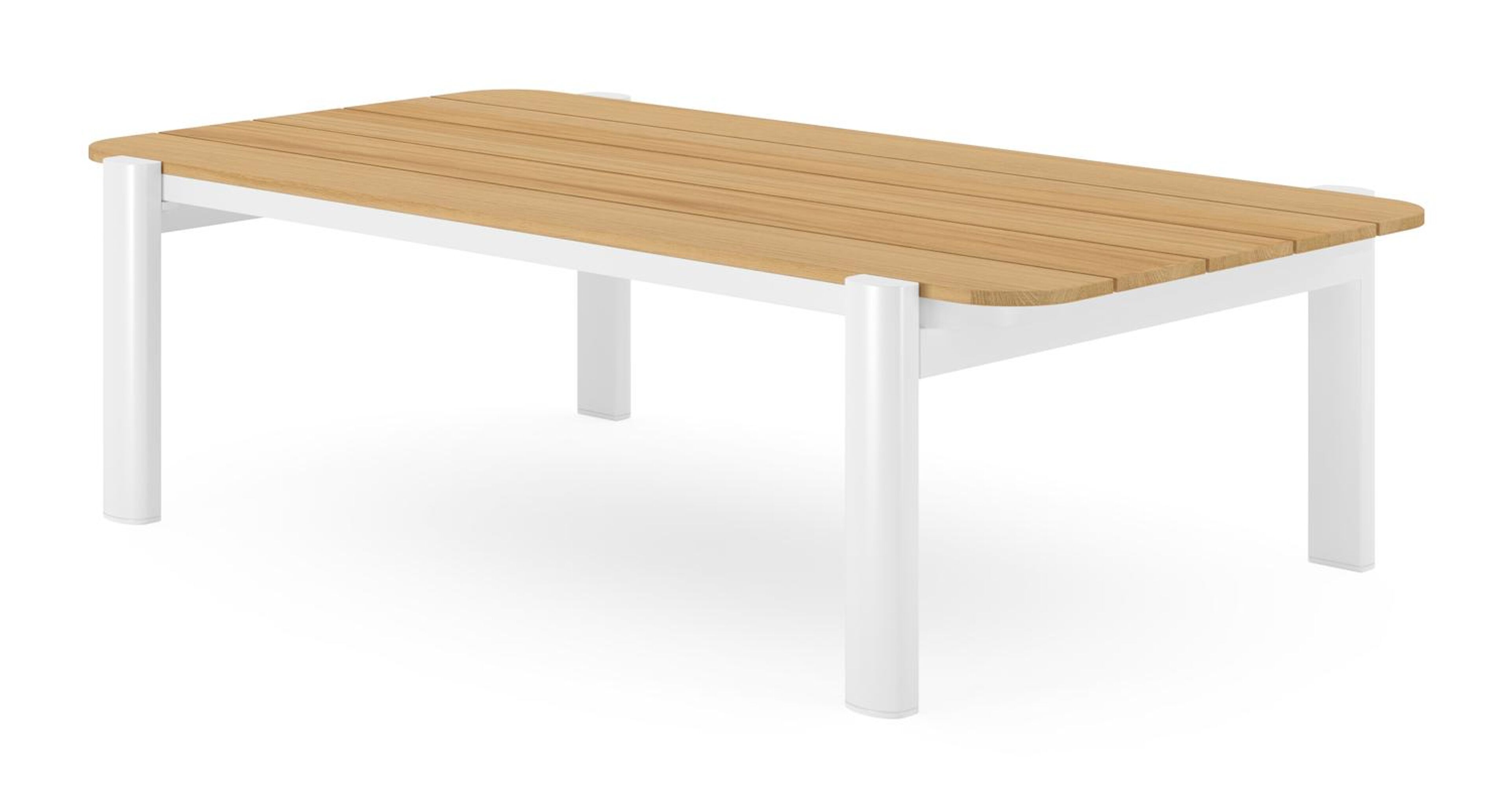 Salamanca loungetafel in wit aluminium en teak - L 120 x B 68 x H 34 cm