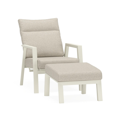 Avila loungestoel 1-zit + poef in beige aluminium met twilight granite weather+ softtouch kussen