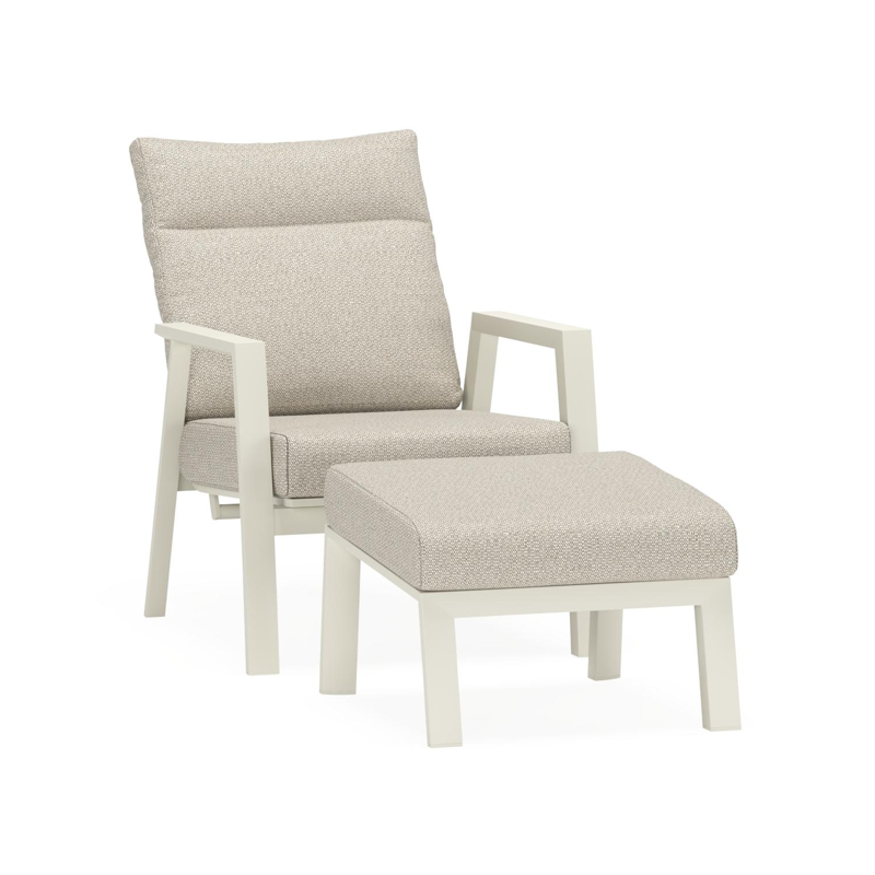 Avila loungestoel 1-zit + poef in beige aluminium met twilight granite weather+ softtouch kussen