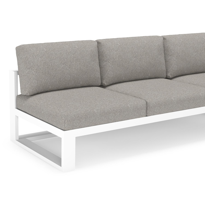 Verato loungehoek in wit aluminium met tundra charcoal all weather sunbrella® luxe kussen