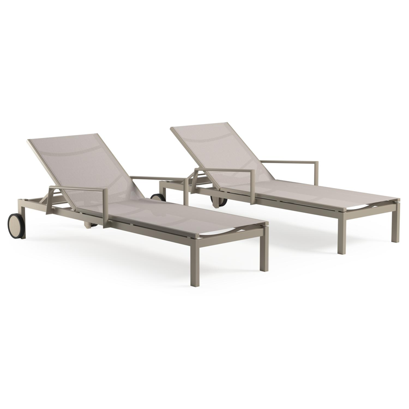 Set van 2 verstelbare Caravelle ligbedden in beige aluminium