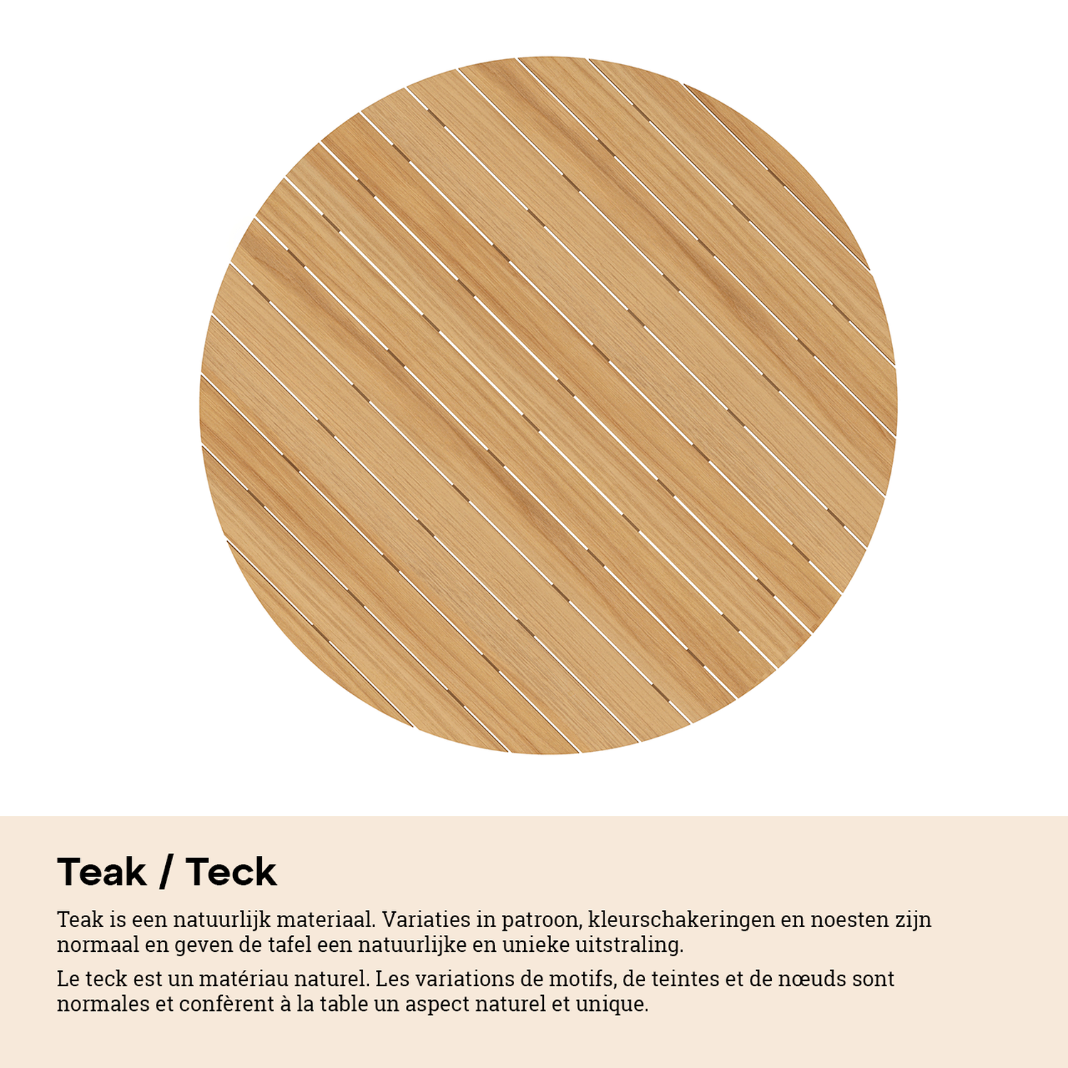 Fano tuintafel in zwart aluminium en teak - Dia. 148 x H 75 cm