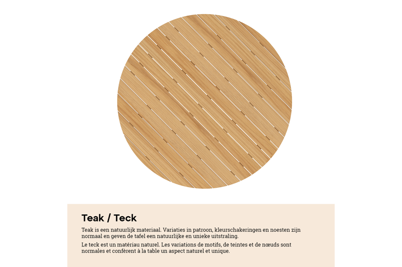 Donato tuintafel in wit aluminium en teak - Dia. 148 x H 77 cm