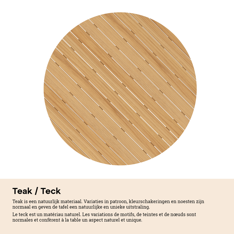 Table de pique-nique Rondino en aluminium noir et teck - Dia. 236 x H 71,5 cm