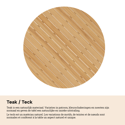 Donato tuintafel in wit aluminium en teak - Dia. 148 x H 77 cm