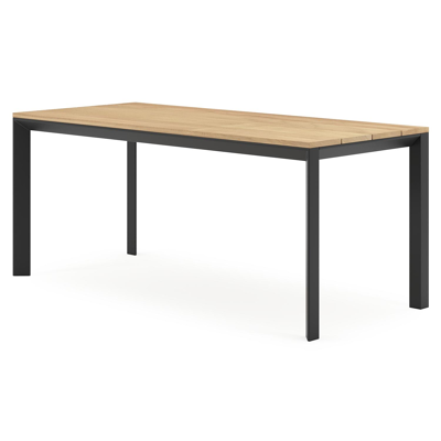 Malito tuinset in zwart aluminium en teak - L 180 x B 80 x H 75 cm