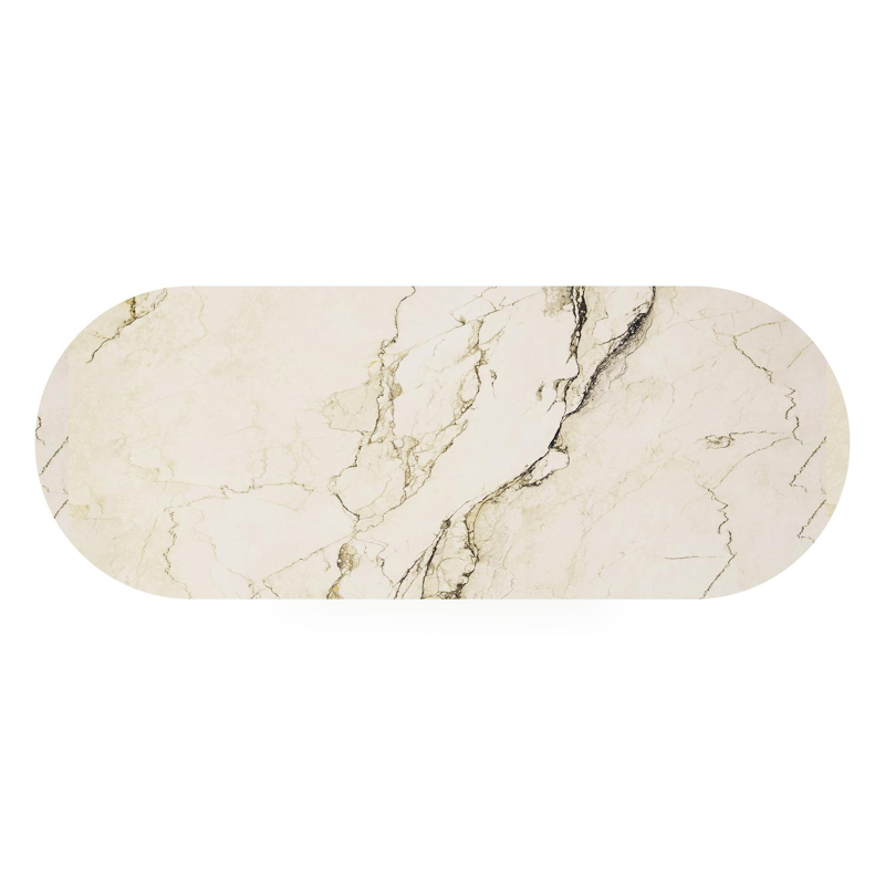 Organo tuintafel ovaal in wit aluminium en volkeramiek  colorado dunes - L 260 x B 100 x H 74 cm