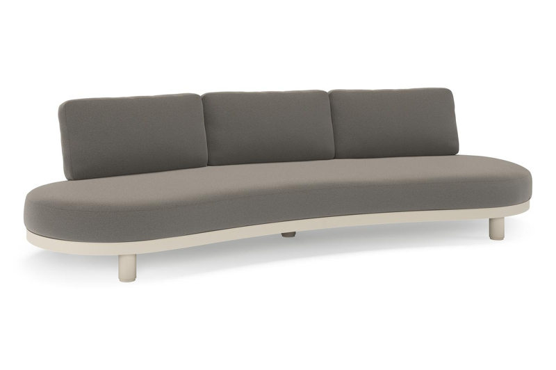 Canapé de jardin Donato en aluminium beige et coussins en all weather sunbrella® luxe Natte Dark Taupe