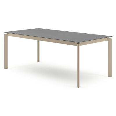 Cirello tuintafel rechthoekig in beige aluminium en volkeramiek Basalt Black - L 200 x B 100 x H 74.5 cm