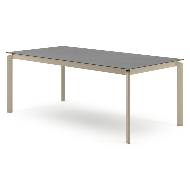 Cirello tuintafel rechthoekig in beige aluminium en volkeramiek Basalt Black - L 200 x B 100 x H 74.5 cm