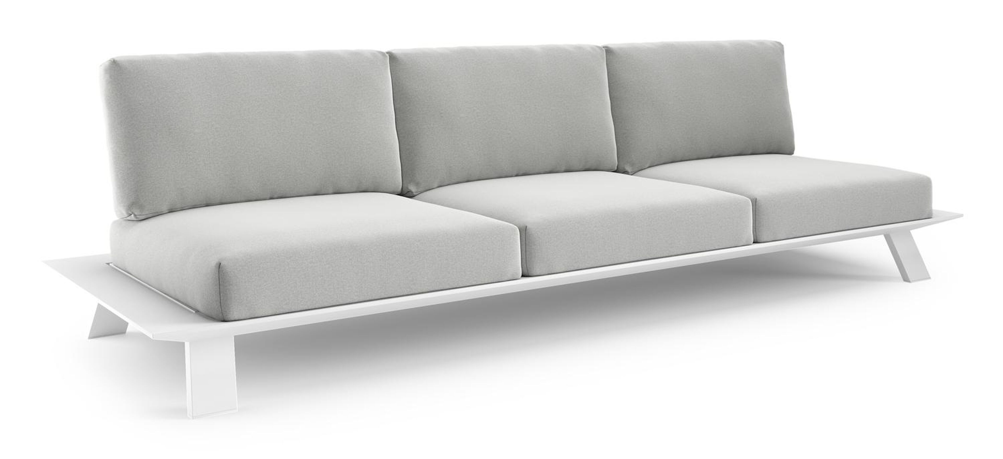 Canapé de jardin Cesano en aluminium blanc et coussin en all weather Sunbrella® luxe natte grey chine