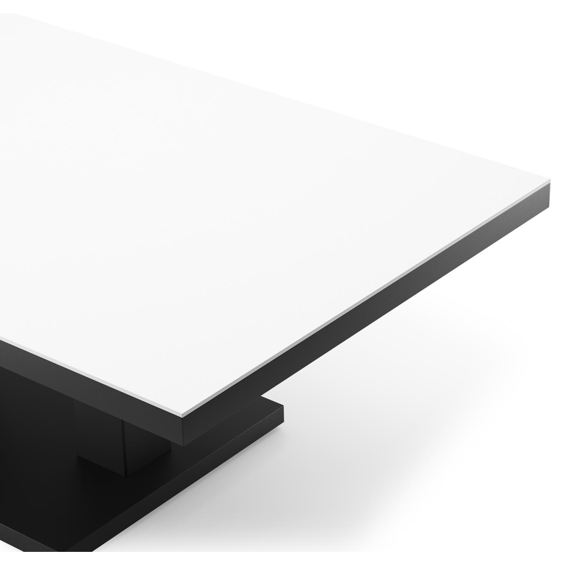 Cirello pop-up loungetafel rechthoekig in zwart aluminium en volkeramiek Arctic White - L 140 x B 80 x H 71 cm