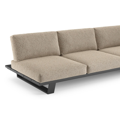 Pagino loungebank in zwart aluminium met bora jungle all weather cosytica kussen