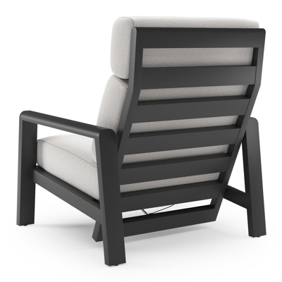 Cosenzo loungestoel in zwart aluminium met soul optik all weather solica kussen