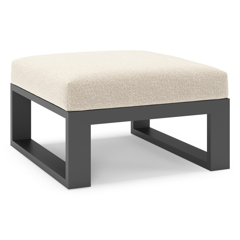 Verato poef in zwart aluminium met marbella ecru all weather cosytica kussen