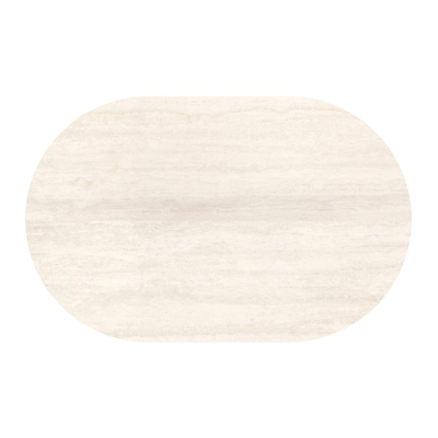 Teramo tuintafel bombo in beige aluminium en volkeramiek Travertino Bianco - L 110 x B 70 x H 73.7 cm