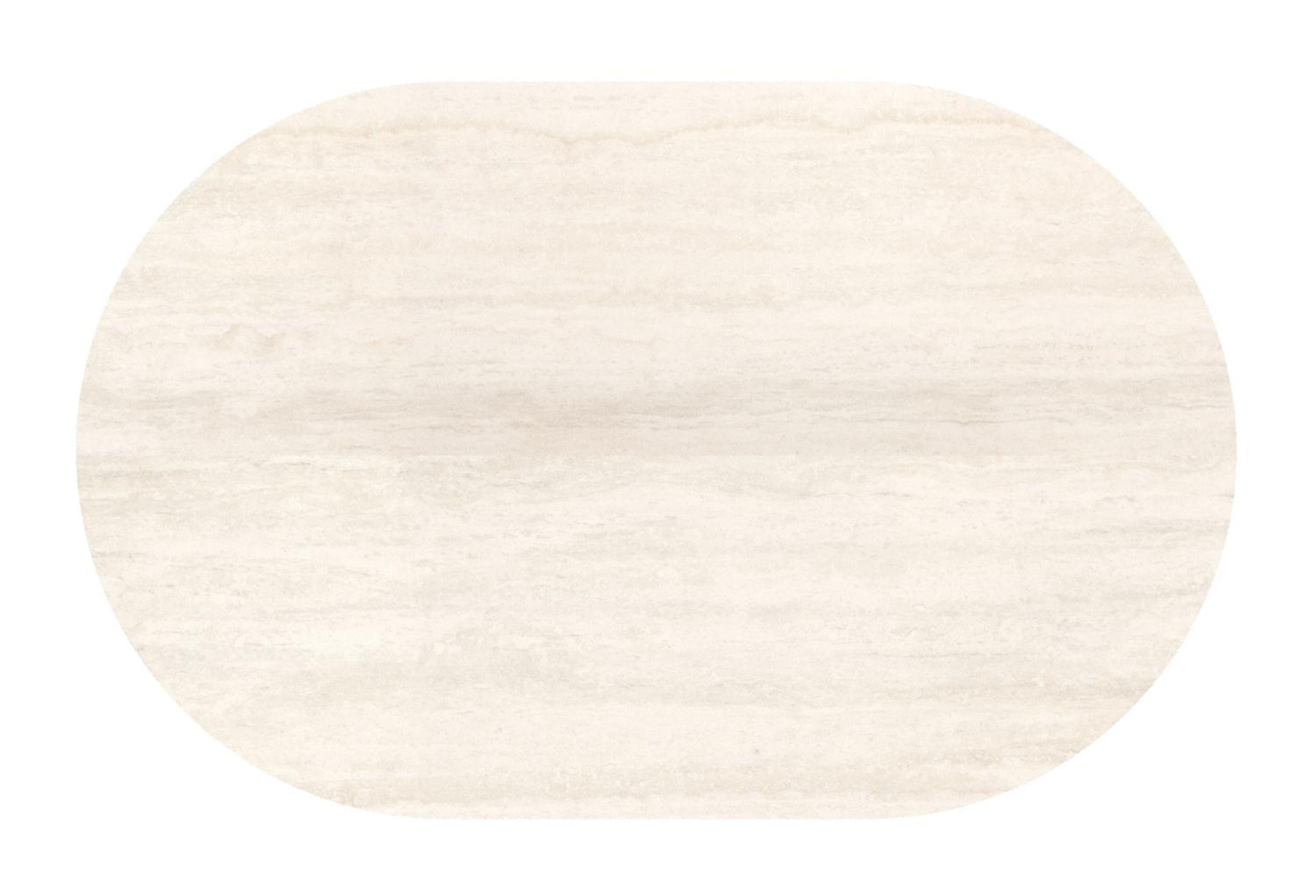 Table de jardin Teramo inclinable bombo en aluminium beige et céramique pleine Travertino Bianco - Lg. 110 x Lrg. 70 x Haut. 73.7 cm