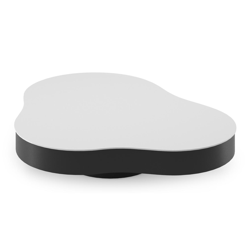 Lomano loungetafel cloud in zwart aluminium en volkeramiek Arctic White - L 131 x B 108 x H 25 cm
