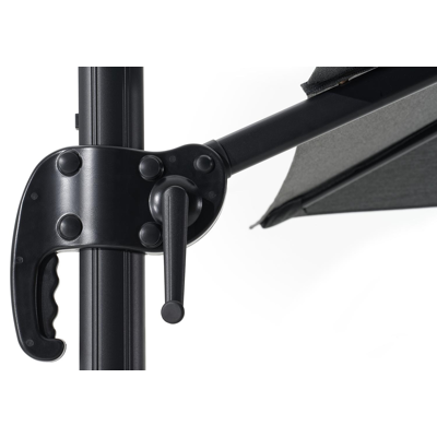 Calpe zweefparasol in zwart aluminium met zwart weather+ softtouch parasoldoek - L1 270 x L2 270 cm (zonder voet)