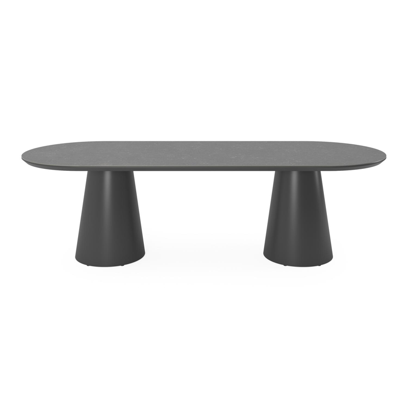 Table de jardin Donato en aluminium noir et céramique pleine aspen grey - Lg 260 x Larg. 100 x H 74 cm