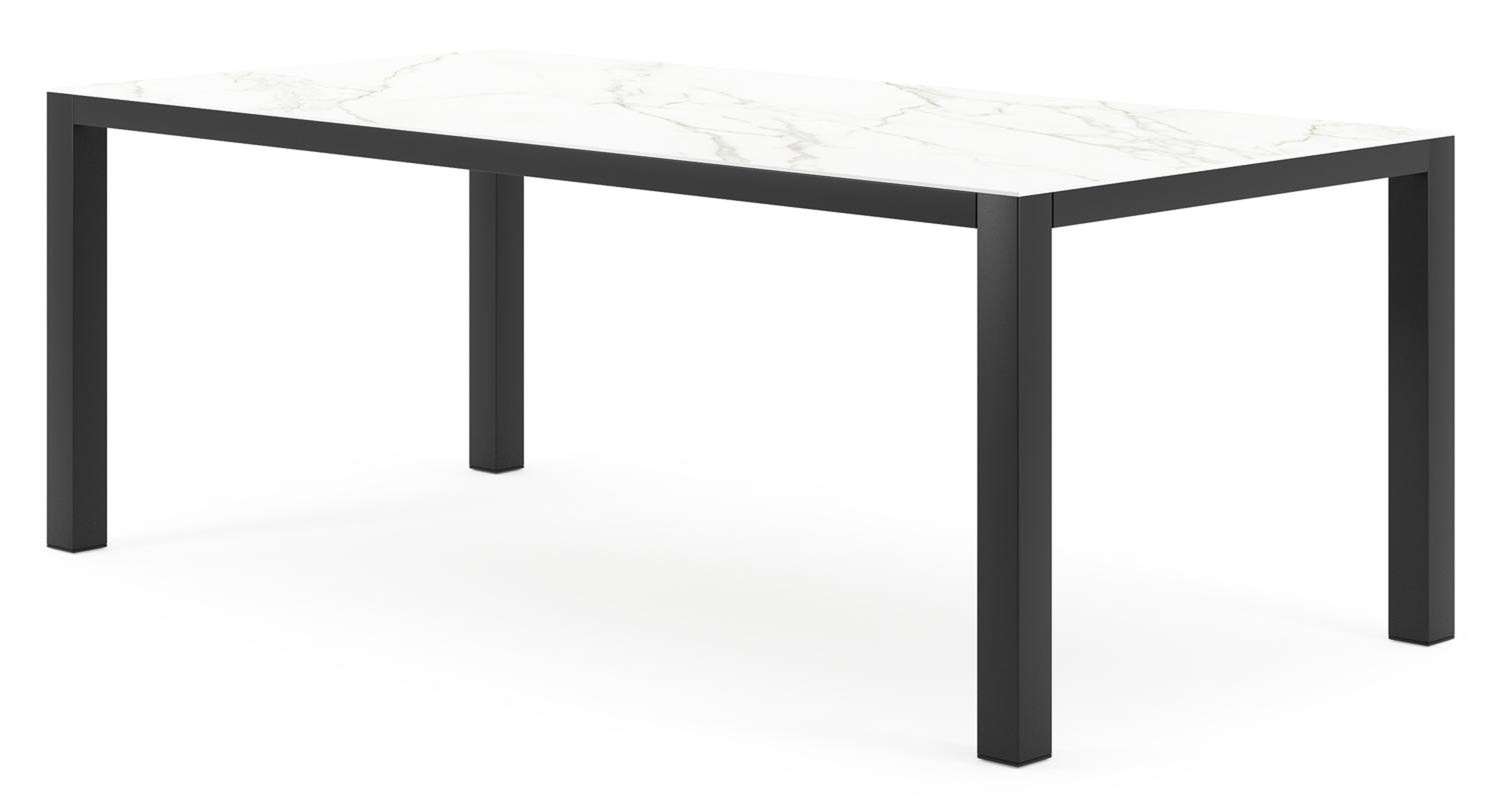 Como tuintafel in zwart aluminium en volkeramiek Calacatta - L 200 x B 100 x H 75 cm