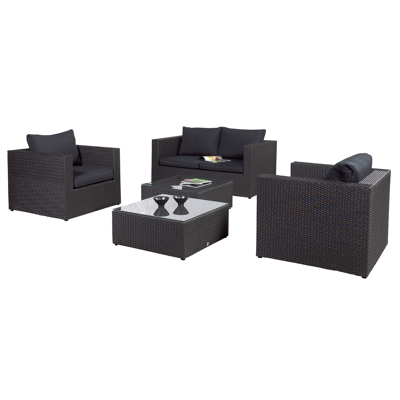 Amari 2-zit in zwart wicker met polyester kussens