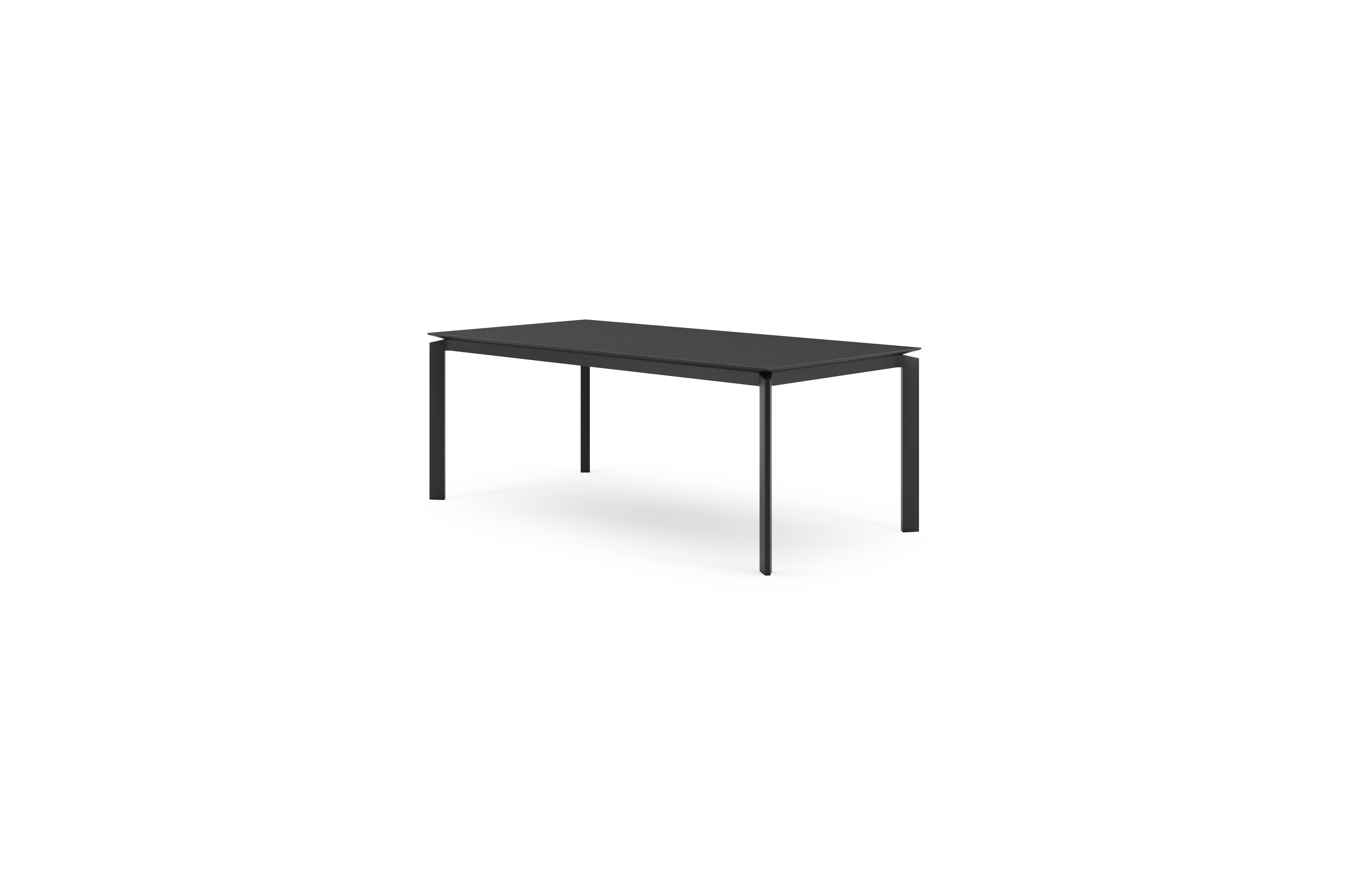 Cirello tuintafel in zwart aluminium en volkeramiek nero black - L 200 x B 100 x H 75 cm