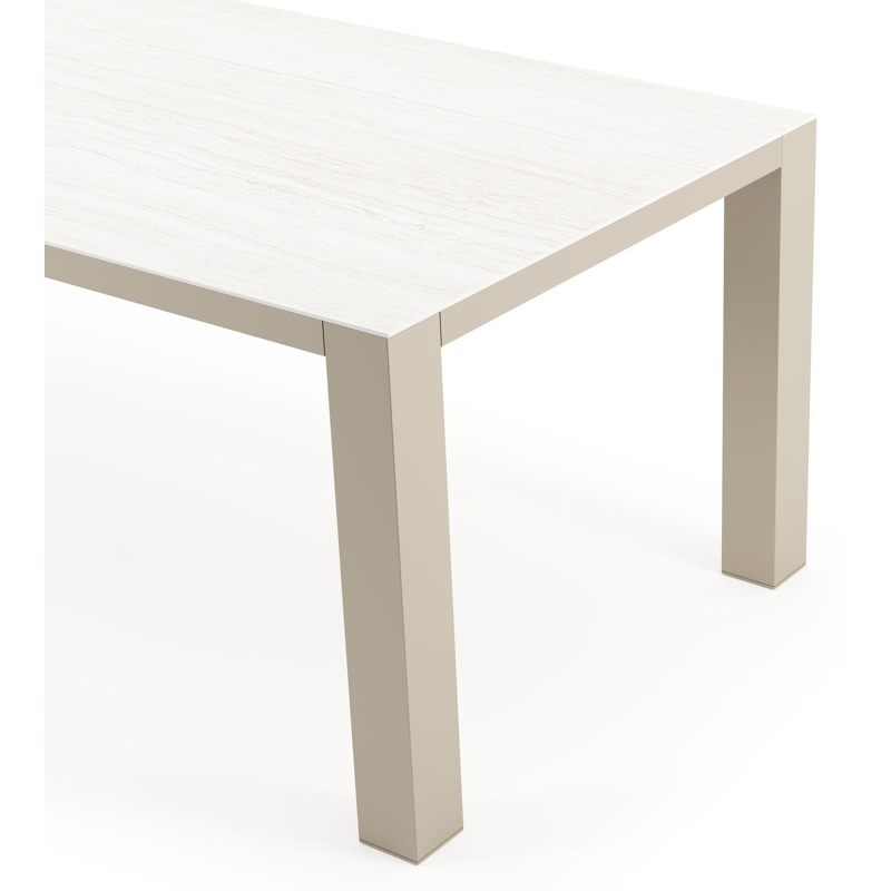 Table de jardin Nano rectangulaire en aluminium beige et céramique pleine Calista Lg. 240 x Lrg. 100 x Haut. 75 cm