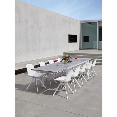 Ceramo verlengbare tuintafel in wit aluminium met tafelblad in volkeramiek - L 220 x B 106 cm