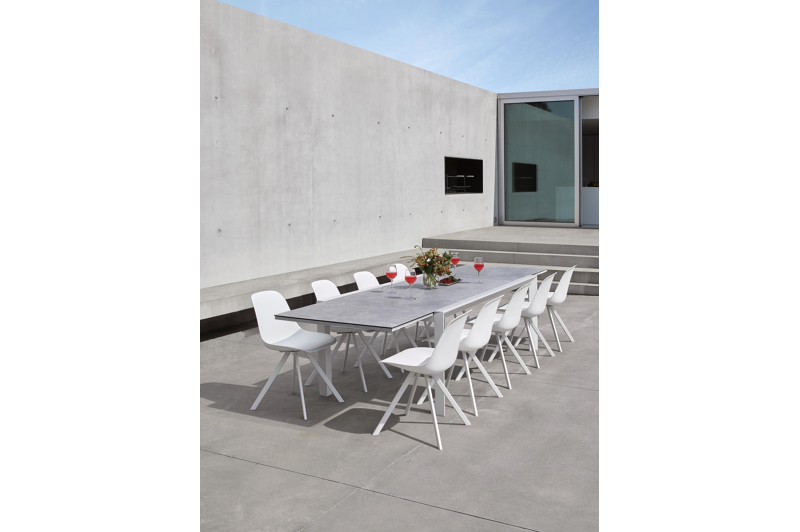 Ceramo verlengbare tuintafel in wit aluminium met tafelblad in volkeramiek - L 220 x B 106 cm