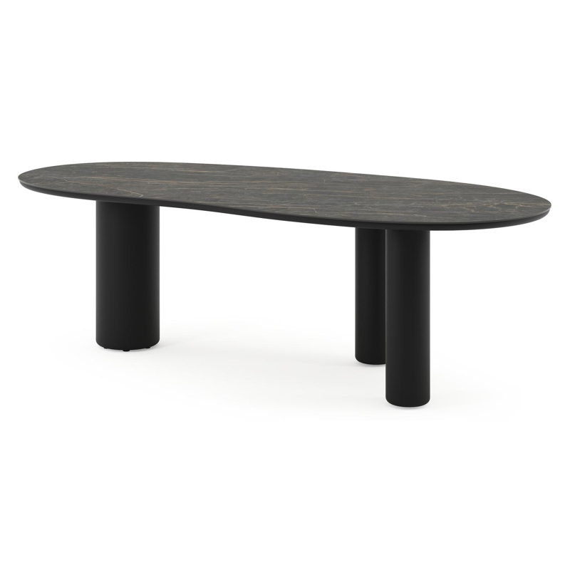 Table de jardin Amico organique en aluminium noir et céramique pleine Black Obsession - Lg. 240 x Lrg. 110 x Haut. 73.5 cm