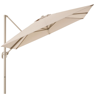 Calpe zweefparasol in beige aluminium met beige weather+ softtouch parasoldoek - L1 270 x L2 270 cm (zonder voet)