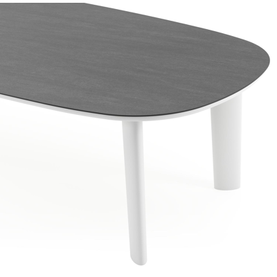 Amico tuintafel bombo in wit aluminium en volkeramiek Basalt Black - L 270 x B 125 x H 73.5 cm