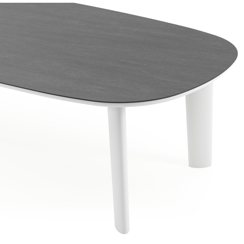 Amico tuintafel bombo in wit aluminium en volkeramiek Basalt Black - L 270 x B 125 x H 73.5 cm