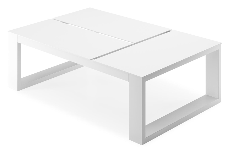 Table basse Verato en aluminium blanc - Lg 120 x larg. 80 x H 39,5 cm