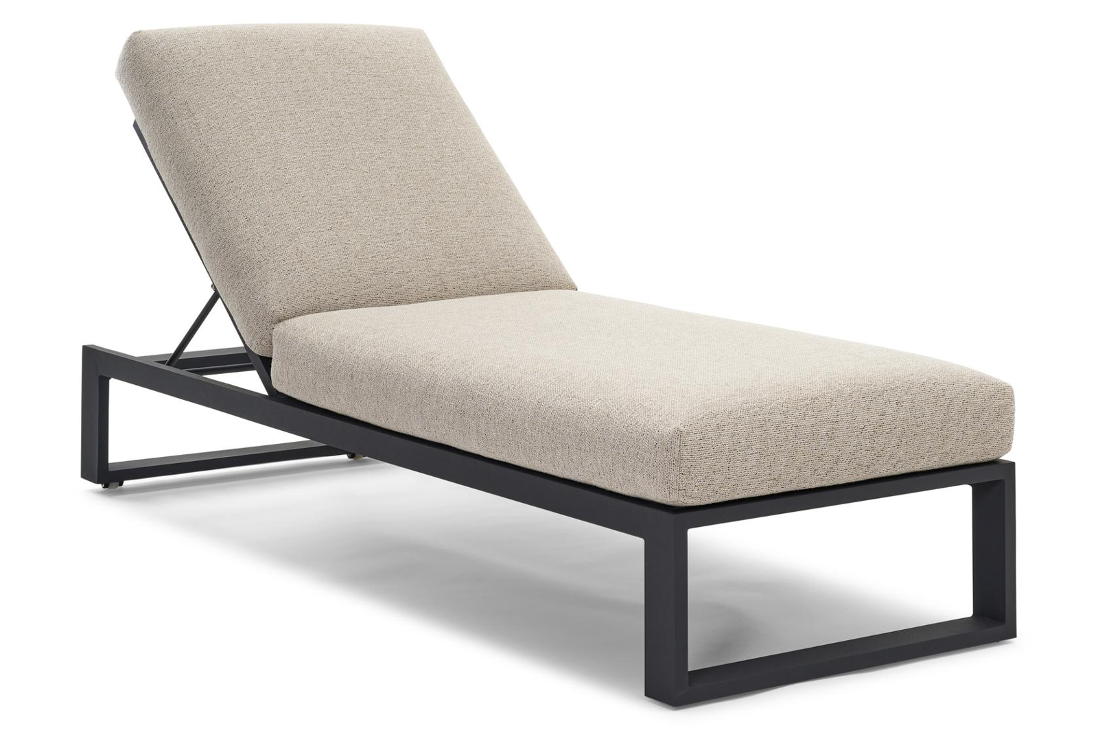 Verato verstelbaar ligbed in zwart aluminium met marbella beige all weather cosytica kussen