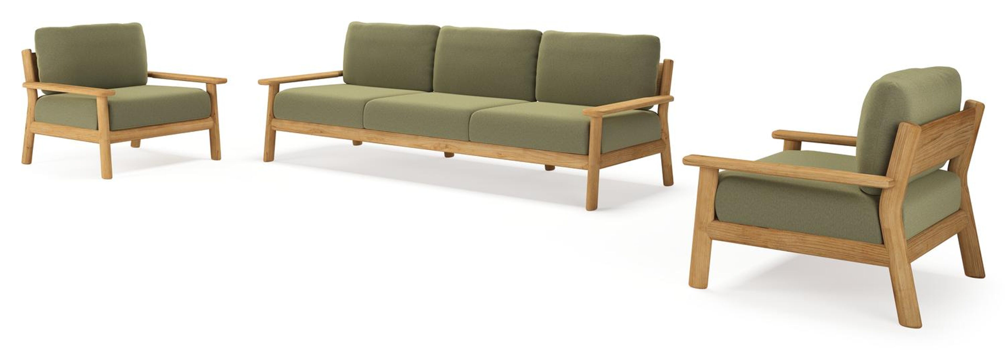 Amaro loungeset in teak met heritage leaf all weather sunbrella® luxe kussen