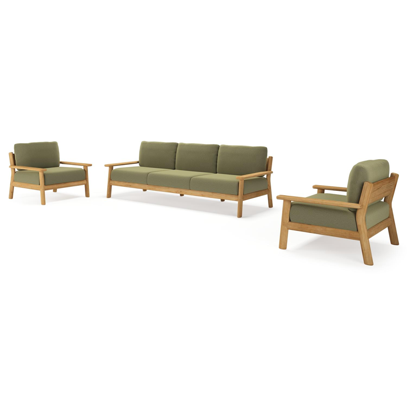 Amaro loungeset in teak met heritage leaf all weather sunbrella® luxe kussen