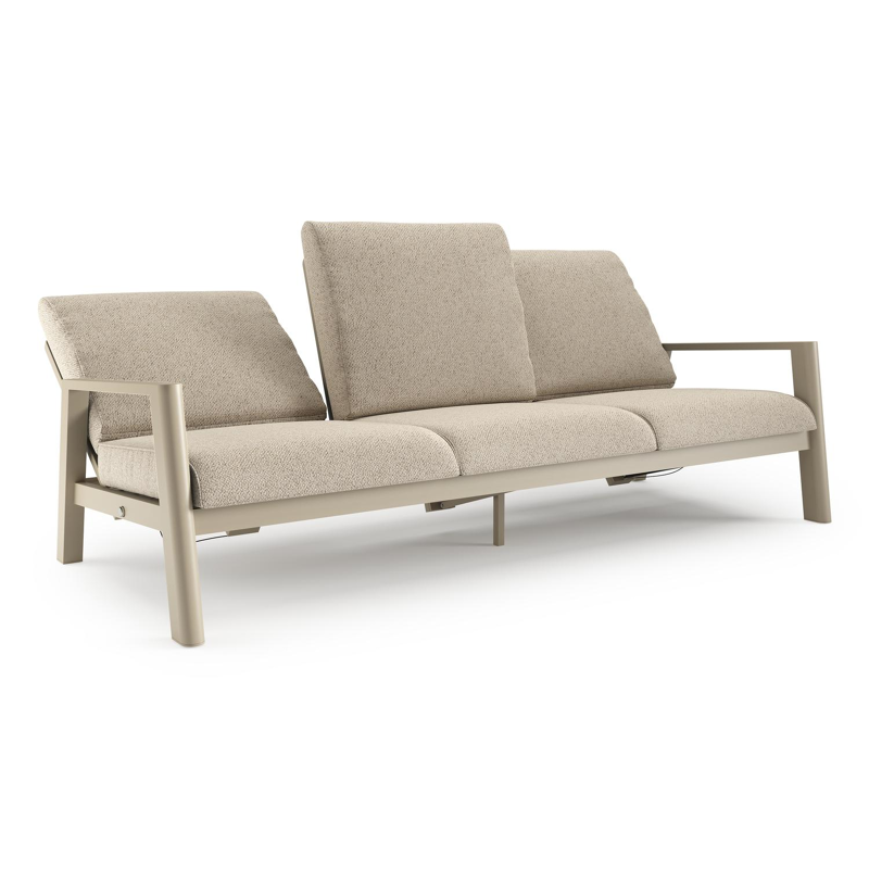 Canapé de jardin Cirello en aluminium beige et coussins en all weather cosytica bora desert