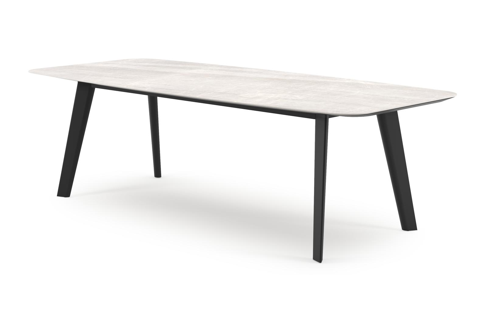 Lacrima tuintafel bootvorm in zwart aluminium en volkeramiek Taj Mahal - L 255 x B 115 x H 73 cm