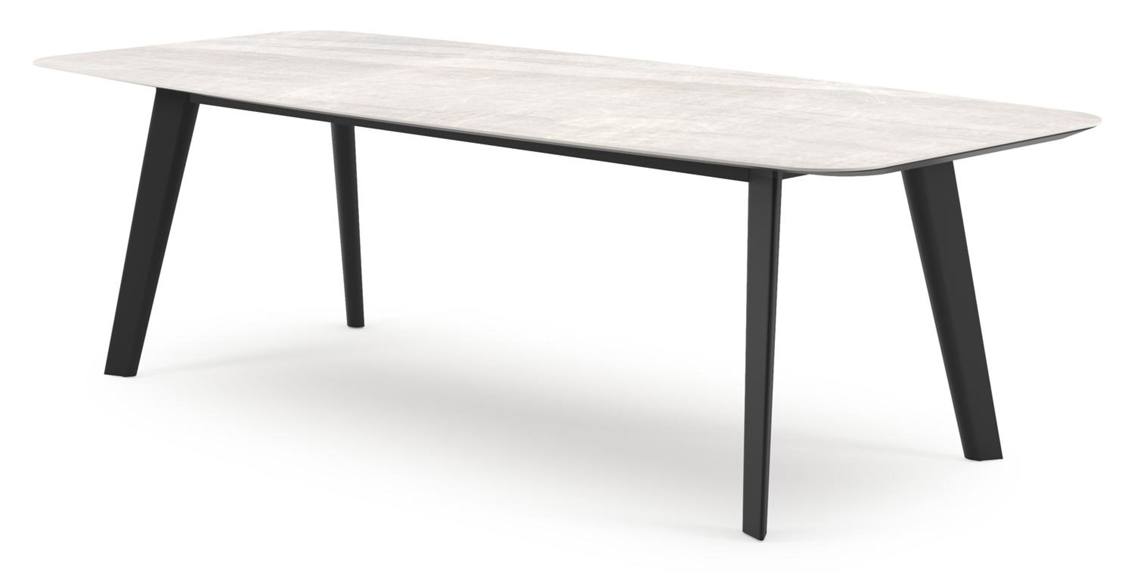 Lacrima tuintafel bootvorm in zwart aluminium en volkeramiek Taj Mahal - L 255 x B 115 x H 73 cm