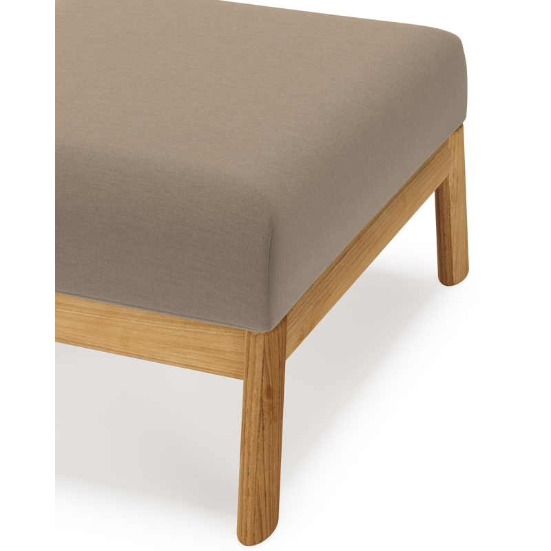 Amaro poef in teak met natte heather grey all weather sunbrella® luxe kussen