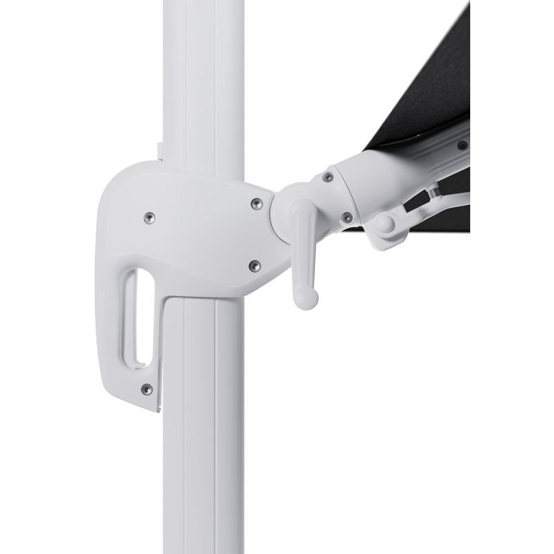 Parasol pendant Rufina avec fonction tilt en aluminium blanc et toile de parasol en All Weather Sunbrella® Luxe Chartres Sooty  - Lg.1 400 x Lg.2 300 cm (sans pied de parasol