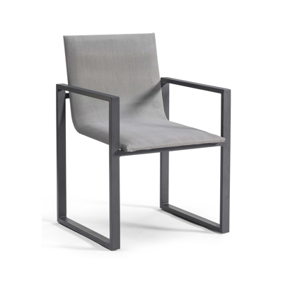 Verato tuinstoel in zwart aluminium en grijs comfort textilene