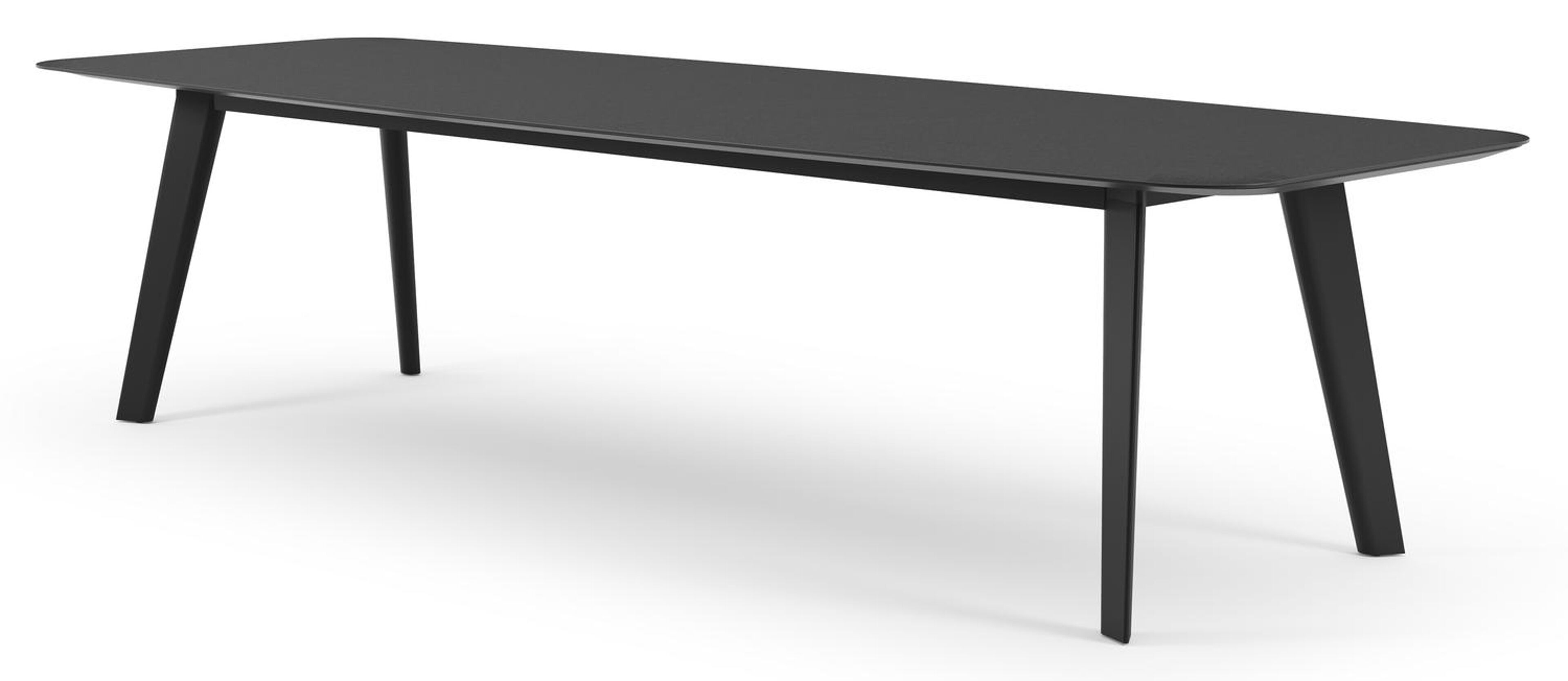 Table de jardin Lacrima forme de bateau en aluminium noir et céramique pleine nero black - Lg. 315 x Lrg. 115 x Haut. 75 cm