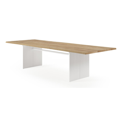 Portofino tuintafel in wit aluminium en teak - L 300 x B 107 x H 75 cm