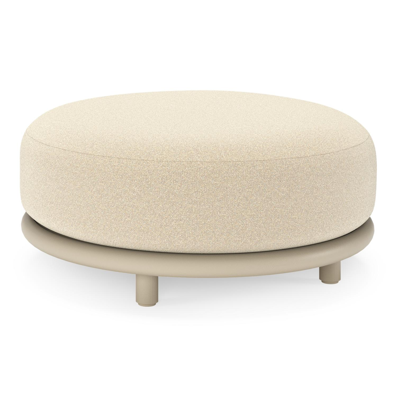 Pouf Lomano en aluminium beige et corde luxe plate tissÃ©e verticalement beige et coussins en all weather solica Soul Papyrus