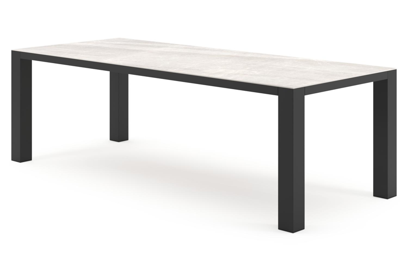 Nano tuintafel rechthoekig in zwart aluminium en volkeramiek Taj Mahal - L 240 x B 100 x H 75 cm